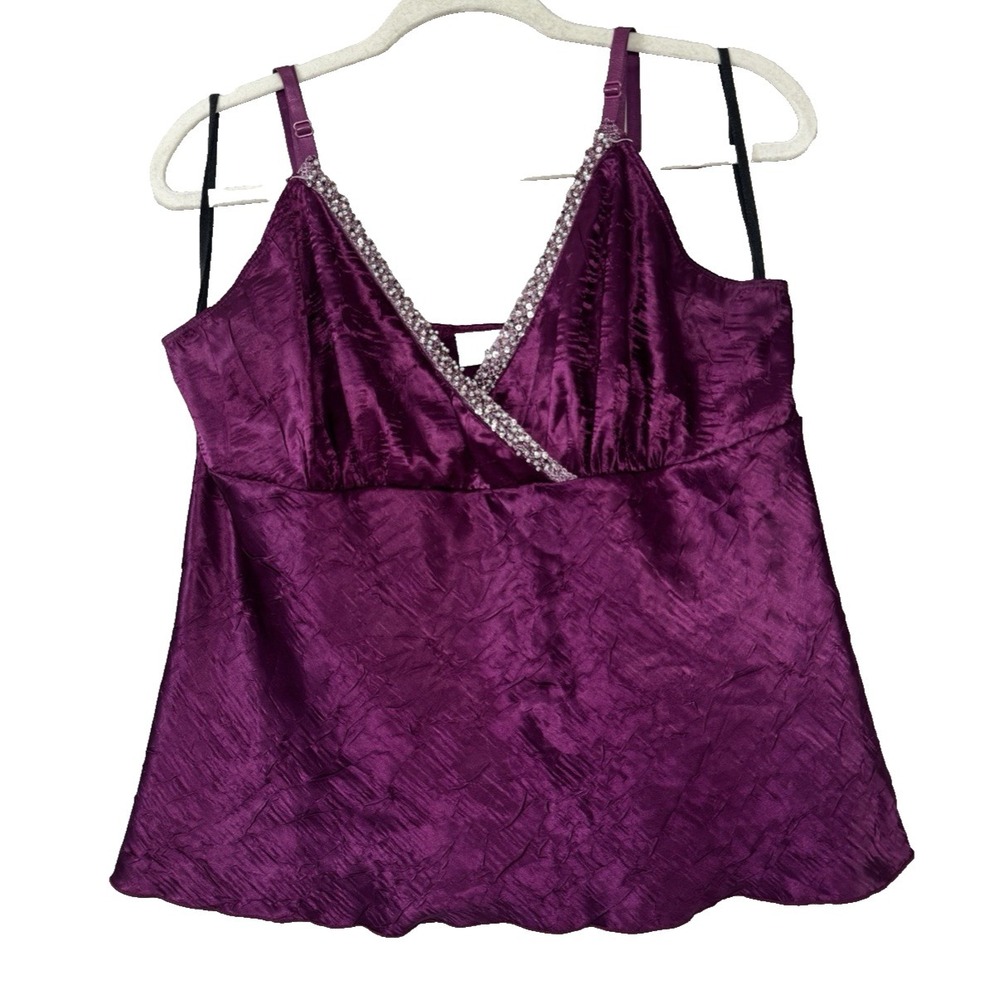 VTG Y2K Babydoll Top Whimsigoth Fashion Bug Large Jewel Embellished Satin USA